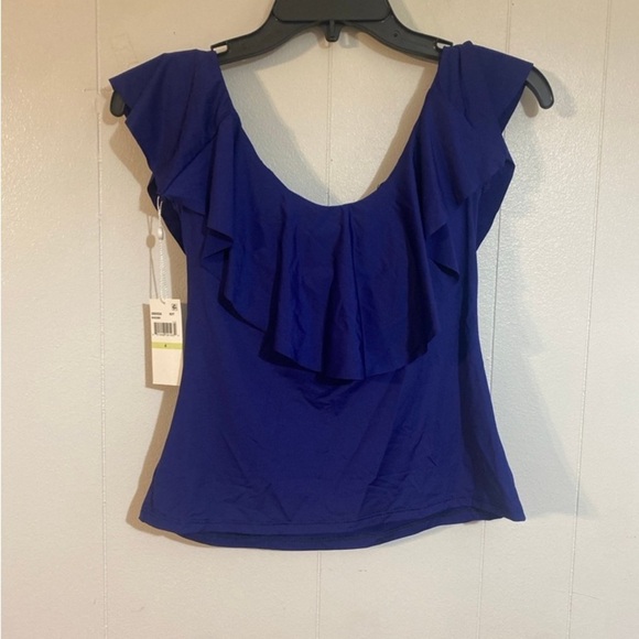 Trina Turk Women's Monaco Ruffle Tankini Off Shoulder Swimsuit Top NWT size 4 - Picture 8 of 10